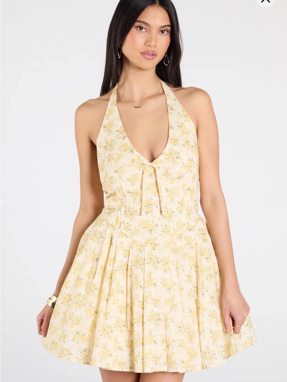 Windsor Yellow Floral Halter Sundress Size L, better for M